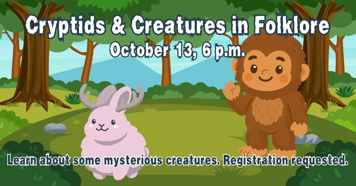 Cryptids and Creatures in Folklore is on October 13 at 6 p.m.